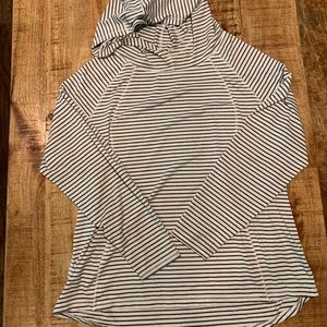 ✂️(3 for $25) Gray White Striped Lightweight Hoodie Size 2XL MTA Sport athletic